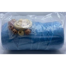 ZUEXT Light Blue Cotton Cord Macrame Kit w/ Wooden Ring & Beads Crafts Purses