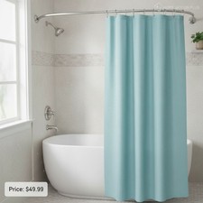 Satin Nickel Curved Shower Curtain Rod - Easy No-Drill Tension Mount, 50-72 Inch