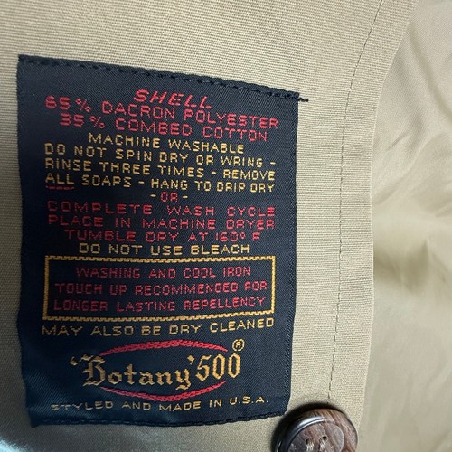 Vintage Botany 500 Beige Plaid Lining Cotton Blend Button Up Belted Trench Coat - Picture 7 of 8