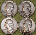 1956-D, 1957-D, 1957-D & 1958-D Washington Quarters