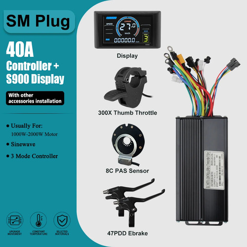 E-bike Three Mode Sinewaves Controller 48V 72V 40A with LCD Color Display Parts - Picture 21 of 22