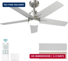 42 Inch Brushed Nickel Ceiling Fan with Light and Remote Control,Dimmable 3 Colo