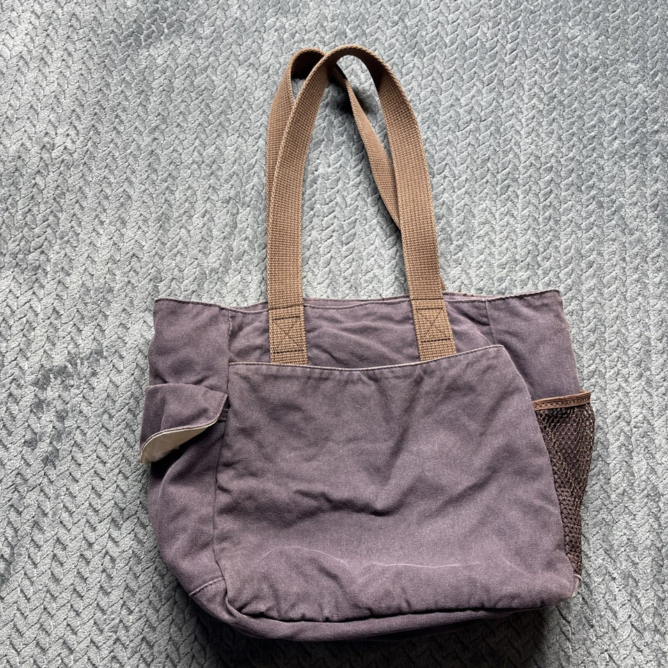 Duluth Trading Co Canvas Tote  Pockets Shoulder Bag Dusty Purple Brown - Image 4 of 4