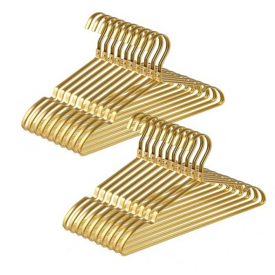 20 Pack Premium Matte Gold Aluminum Coat Hangers, 16.5  Extra Smooth & Durabl...