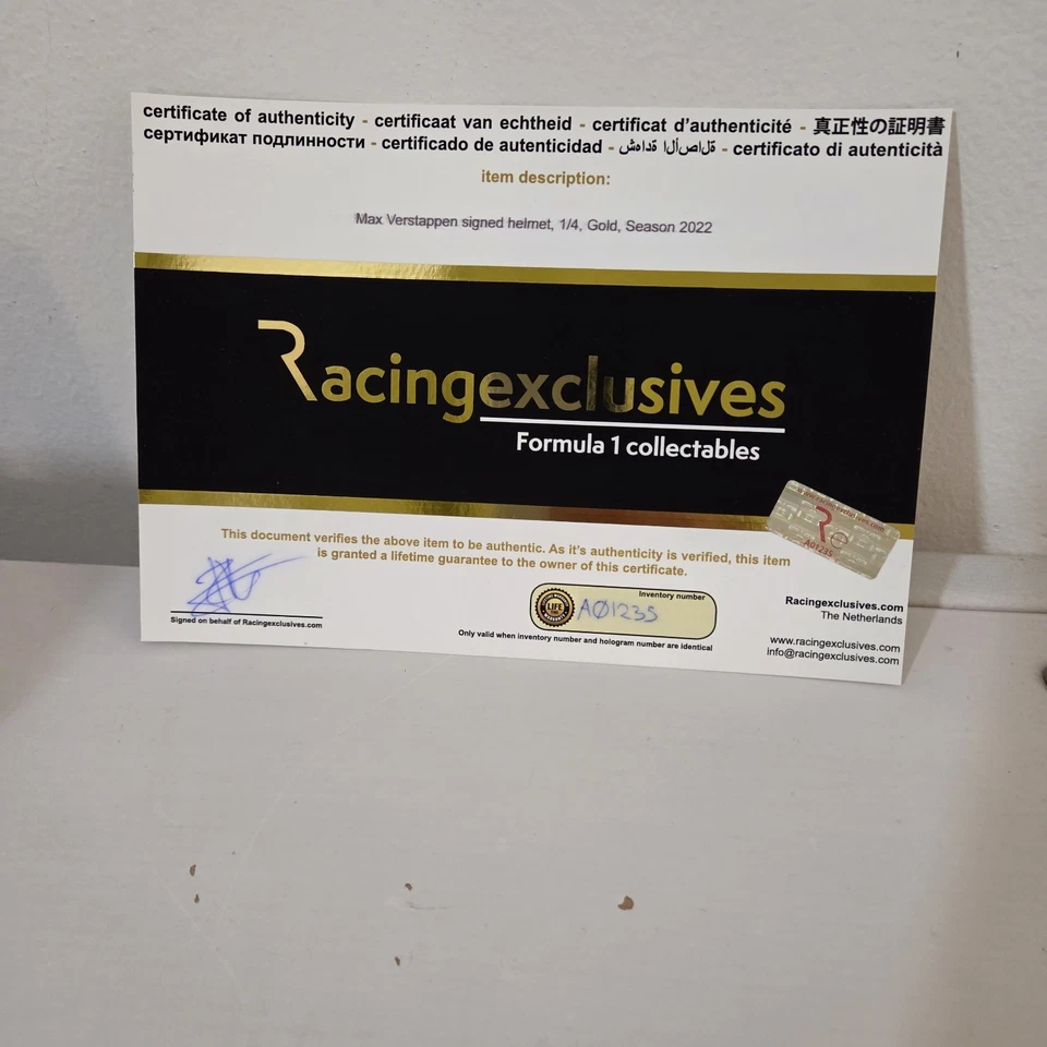 CASCO 1/4 MAX VERSTAPPEN RED BULL 2022 WORLD CHAMPION HELMET SCHUBERTH COA - Immagine 3 di 4