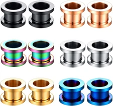 12Pcs Ear Tunnels Gauges Stretching Kit 2Mm-22Mm Stainless Steel Screw on Double