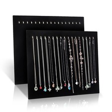 2x Black Velvet Necklace Chain Stand Jewellery Holder Shop Display Bust