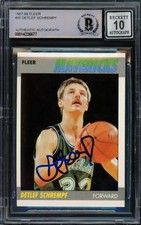 Detlef Schrempf Signed 1987 Fleer RC 97 Dallas Mavericks Auto GM 10 Beckett