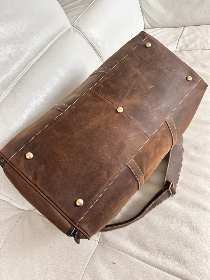 Bolso de Lona Grande de Cuero Viaje Gimnasio Deportes Noche Fin de Semana Cabina Bolsa Foto 3 de 4