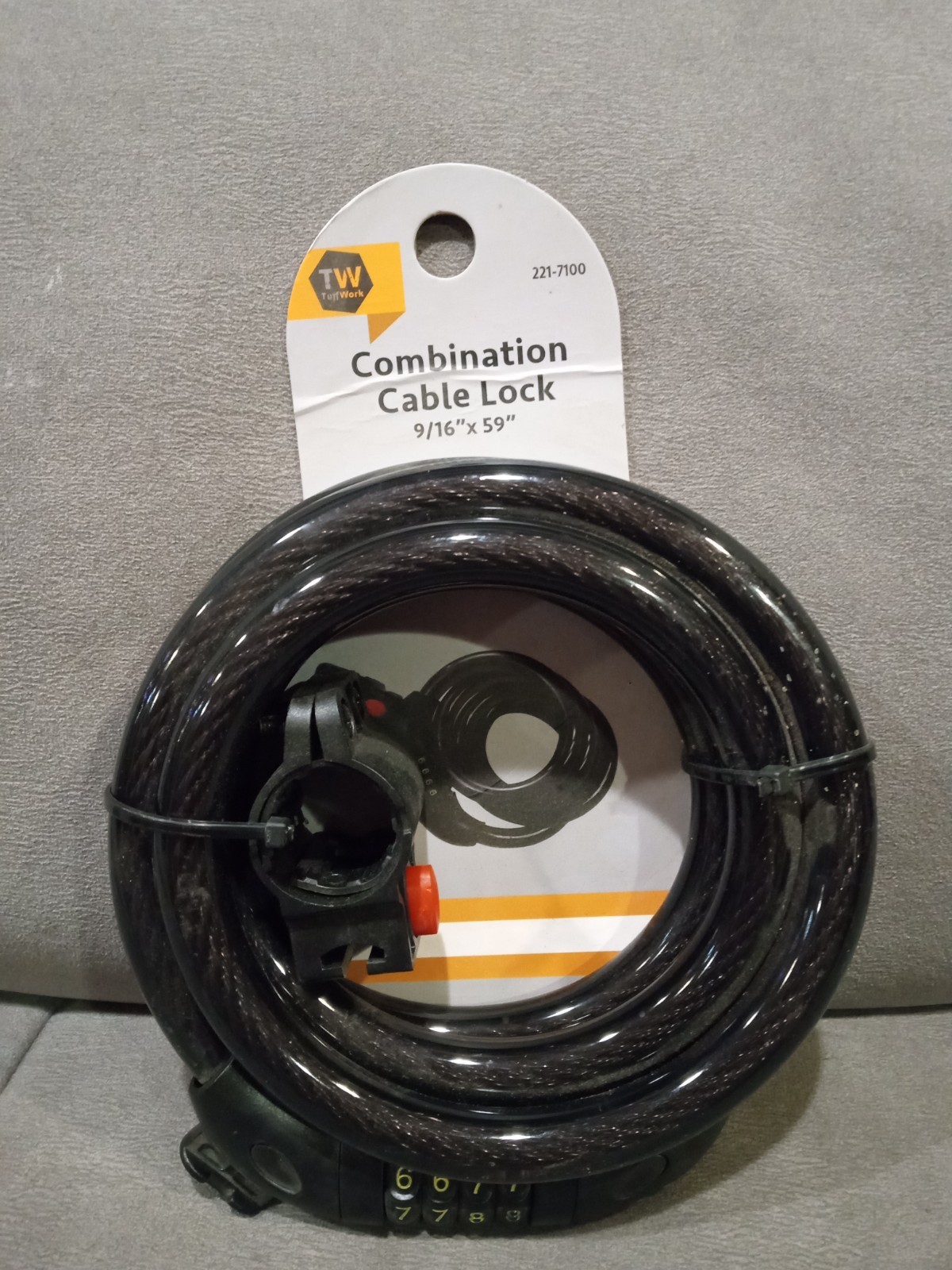 Tuff Work 4 Digit Combintation Bike Lock NEW in Package 9/19&rdquo; X 59&rdquo;