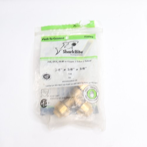 SharkBite Tee Brass Plumbing Fitting 1/2" OD 3/8" Push-to-Connect U360LFA
