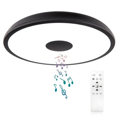 Black Waterproof LED Flush Mount Ceiling Light Fixture,with Bluetooth Speaker...