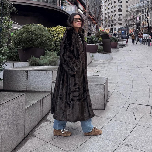ZARA BLACK LONG FAUX FUR COAT NEW FW24/25 SIZE L 2969/255 BLOGGERS - Picture 2 of 9