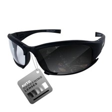 Epoch Hybrid Photochromic Padded Motorcycle Sunglasses Clear to Smoke Lens