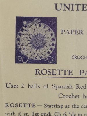 Rosette Paper Napkin Holder Crochet Cotton Thread Leaflet Pattern 12 VTG United