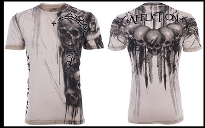 $58 AFFLICTION Sand Black WALKING DEAD Short Sleeve Slim Fit  T-shirt NWT