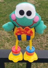 Vtg Fisher Price 8.5" Click-Clack Froggie Frog Baby Toy Plush 90s