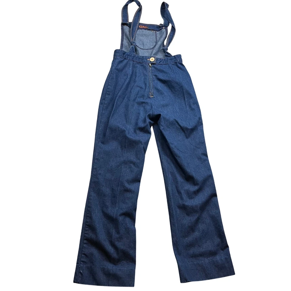 Mono Landlubber Mujer Azul Denim Campana Parte Inferior Vintage Años 70 Mono Foto 2 de 4