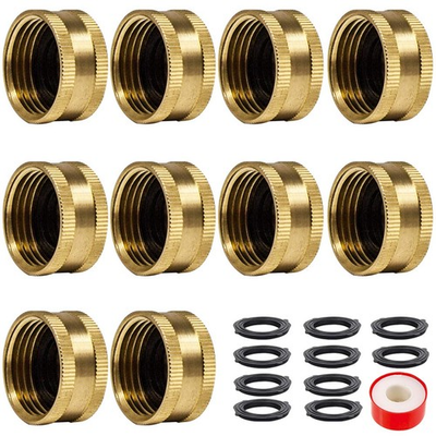 #ad #ad 10 PCS Brass 3 4 Inch Female Garden Hose End Spigot Cap Adapter Washer Tape $24.26