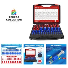 57Pcs Thread Checker, Nut and Bolt Thread Checker 33 Standard and 24 Metric S...