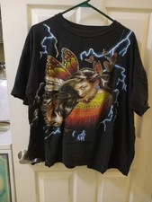 Vintage American Thunder Butterfly Girl Shirt AOP Native Men  s XL Nature 90  s