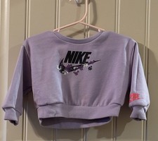 Nike Girls Crop Sweatshirt Purple Floral Graphic