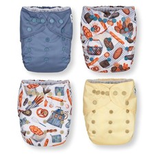 Nora's Nursery Cloth Pocket Diapers 4 Pack with 4 Inserts - Waterproof Cover