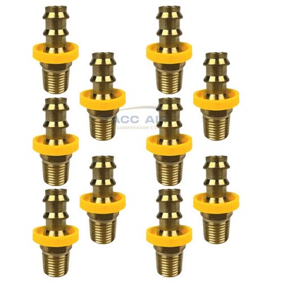 10 Pack Easy Lock Brass Hose Barb Fitting Connector 3/8'' Push-Lock x 1/4'' MNPT