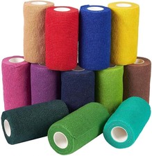 12 Rolls Colorful Self Adhesive Bandage Wrap 4 Inch Wide x 5 Yards - Cohesive Ve