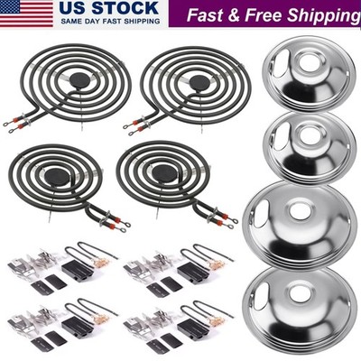 MP22YA Electric Range Burner Element Set with Drip Pans For Whirpool Frigidaire