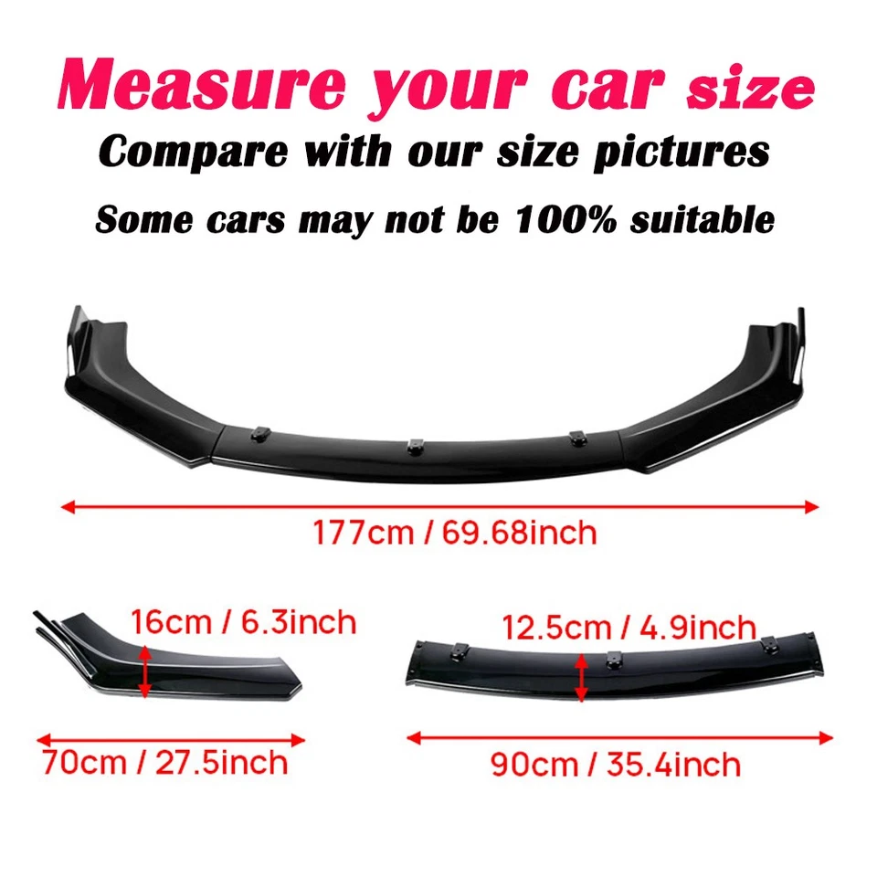 For KIA Gloss Black Front Bumper Chin Lip Spoiler Splitter Body Protector Kit - image 3 of 4