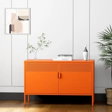 Elegro Orange Metal Sideboard Cabinet,TV Stand For Home,Office,Entryway,Garage