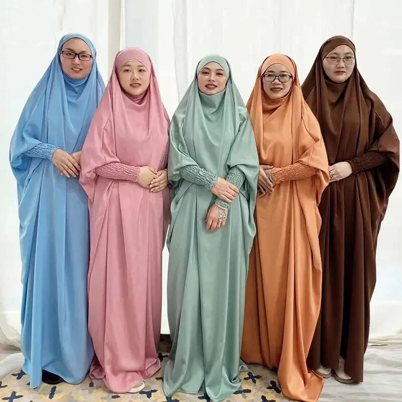 Vestido com capuz feminino muçulmano oração burca Khimar hijab abaya overhead niqab - Imagem 2 de 4