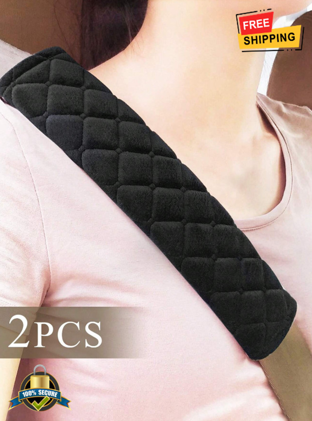 2Pcs Soft Car Seat Belt Shoulder Pads - Comfortable, Breathable, Universal Fit