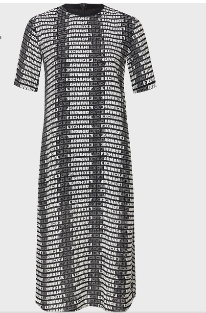 $140 A|X ARMANI EXCHANGE Women's Long T-Shirt Dress Polyester Black-White  size 2