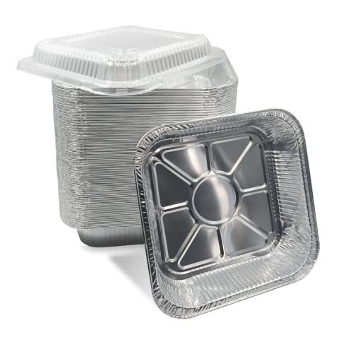 30 Pack 8x8 Inch Square Aluminum Foil Pans with Lids Disposable