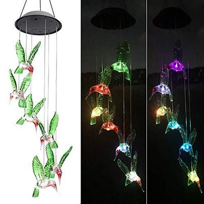 Cambio de color de Windchimes de colibrí solar al aire libre