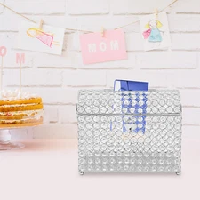 WEDDING CARD BOX WITH HEART LOCK, MONEY CARD BOX,CLEAR, SILVER BEAUTIFUL MODERN