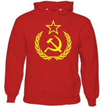 Hammer  Sickle Mens Russian Communism Hoodie Logo Russia USSR Soviet Union