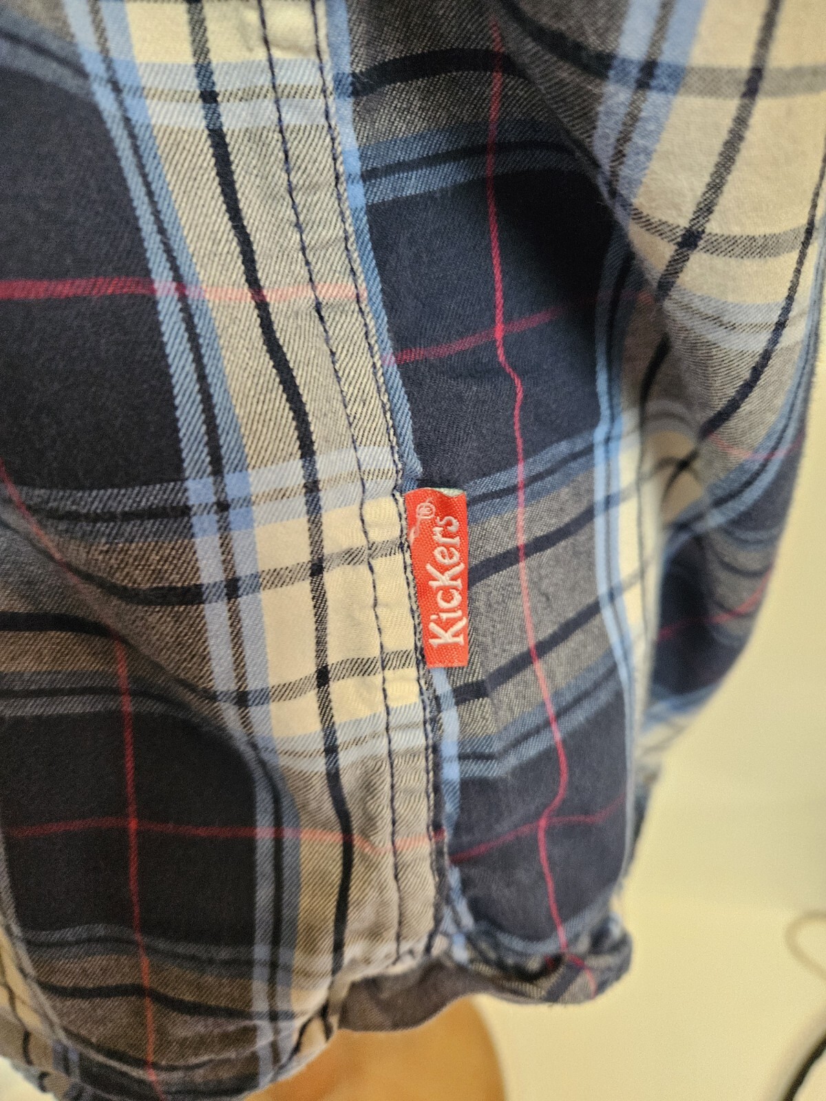 Kickers Classic Shirt - Mens Blues Vintage Retro Long Sleeved Soft Check UK Med image 9
