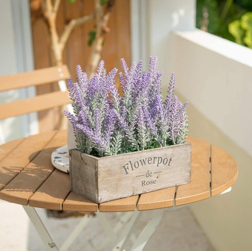 Charming 14'' Artificial Lavender Plant in Decorative Tray - Perfect Gift Idea - Picture 4 of 9