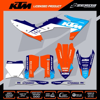 KTM MX Graphics Kit Motocross Graphics SX SXF EXC EXCF 125-500 FADE BLU/BLU