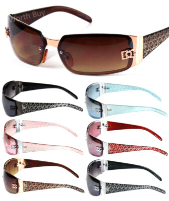 Womens Wrap Rimless Designer Fashion Sunglasses Oval Retro Shades Around Vintage