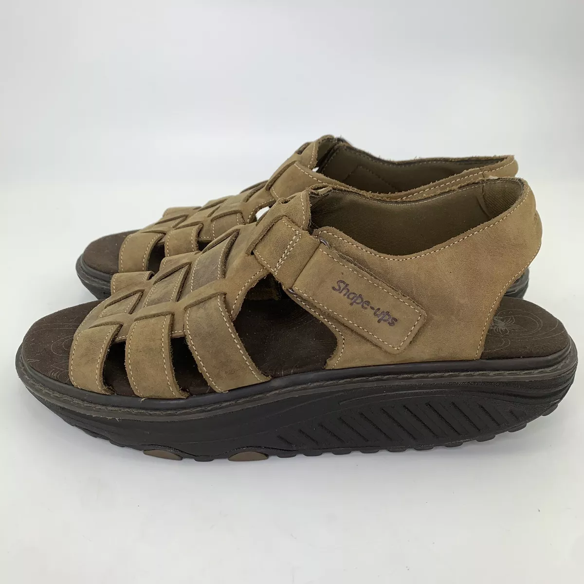 Skechers Shape Ups 12295 Women&#039;s Brown Leather Sandals Size 10 | eBay