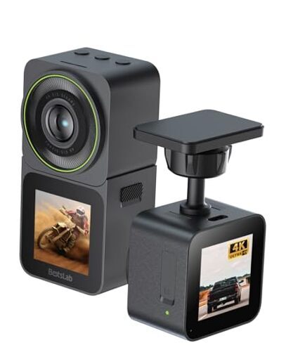 Action Camera 4K 20MP, Dual Use Action Camera and Dash Cam, Waterproof, silver-image