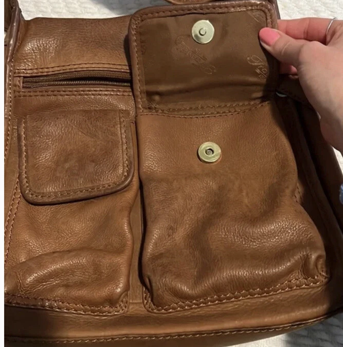 VINTAGE FOSSIL GENUINE LEATHER BROWN SHOULDER BAG PURSE