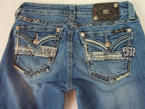 Miss Me Women's BootCut Jeans Medium Wash Gemstones JE8027BX Bling Size 30 - Picture 12 of 12