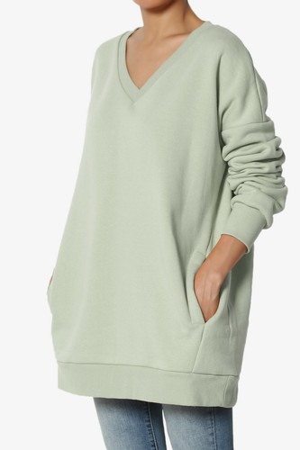 TheMogan S~3X Casual Cozy Oversized V-Neck Fleece Pullover Sweatshirts - Picture 184 of 229
