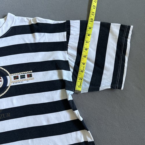 JBS Resort Wear T Shirt Size XL White Black Striped Cotton Nautical Vintage - Picture 11 of 24