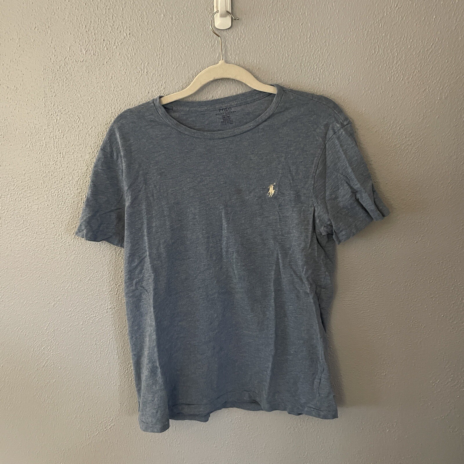 Ralph Lauren Polo Grigio Blu Manica Corta Pony Logo T Shirt Uomo Taglia M